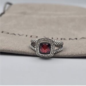 David Yurman Petite Albion Ring with Garnet & Diamonds Size 9
